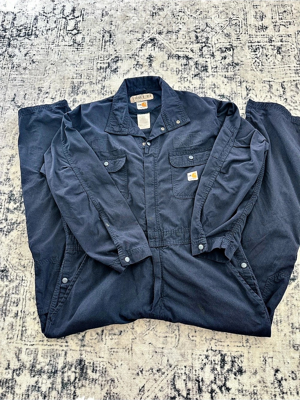 Carhartt FR Navy Coveralls Men’s Large Short Workwear Utility Jumpsuit